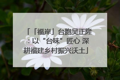 「福岸」台胞吴正隆：以“台味”匠心 深耕福建乡村振兴沃土