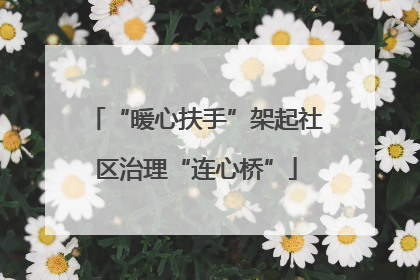 “暖心扶手”架起社区治理“连心桥”