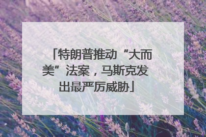 特朗普推动“大而美”法案，马斯克发出最严厉威胁
