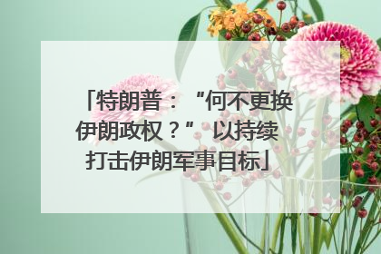 特朗普：“何不更换伊朗政权？” 以持续打击伊朗军事目标