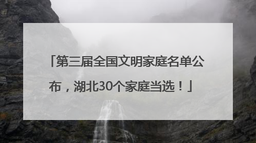 第三届全国文明家庭名单公布，湖北30个家庭当选！