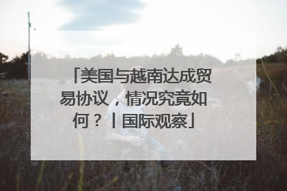 美国与越南达成贸易协议，情况究竟如何？丨国际观察