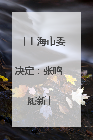 上海市委决定：张鸣履新