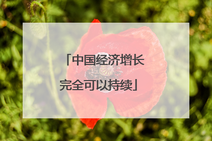 中国经济增长完全可以持续