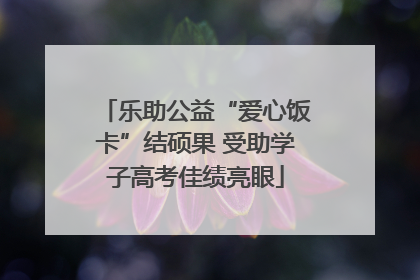 乐助公益“爱心饭卡”结硕果 受助学子高考佳绩亮眼