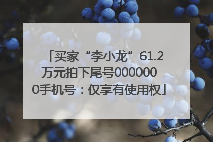 买家“李小龙”61.2万元拍下尾号0000000手机号：仅享有使用权