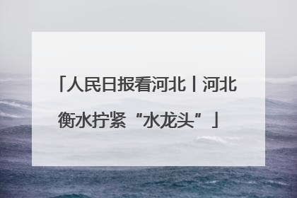 人民日报看河北丨河北衡水拧紧“水龙头”