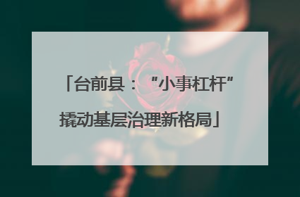 台前县：“小事杠杆”撬动基层治理新格局