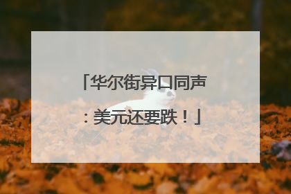 华尔街异口同声：美元还要跌！