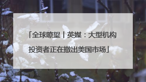 全球瞭望丨英媒：大型机构投资者正在撤出美国市场