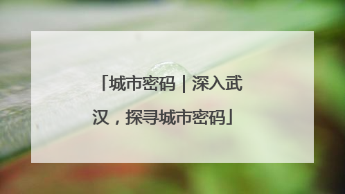 城市密码｜深入武汉，探寻城市密码