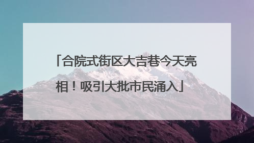 合院式街区大吉巷今天亮相！吸引大批市民涌入