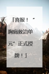 喜报！“胸痛救治单元”正式授牌！