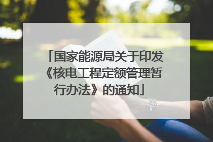 国家能源局关于印发《核电工程定额管理暂行办法》的通知