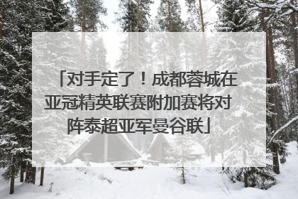 对手定了！成都蓉城在亚冠精英联赛附加赛将对阵泰超亚军曼谷联