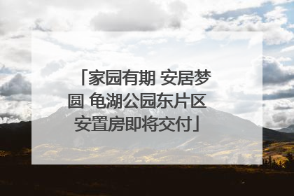 家园有期 安居梦圆 龟湖公园东片区安置房即将交付