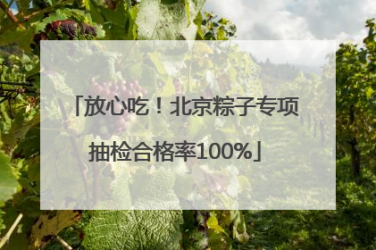 放心吃！北京粽子专项抽检合格率100%