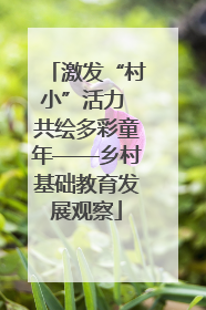 激发“村小”活力 共绘多彩童年——乡村基础教育发展观察