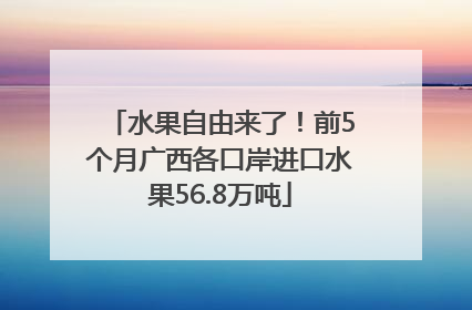 水果自由来了！前5个月广西各口岸进口水果56.8万吨