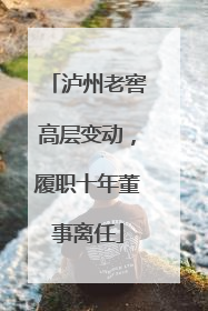 泸州老窖高层变动，履职十年董事离任