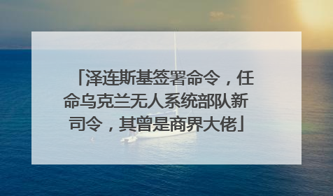 泽连斯基签署命令，任命乌克兰无人系统部队新司令，其曾是商界大佬