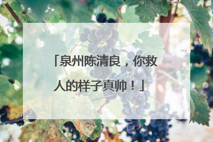 泉州陈清良，你救人的样子真帅！