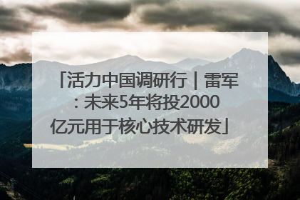 活力中国调研行｜雷军：未来5年将投2000亿元用于核心技术研发