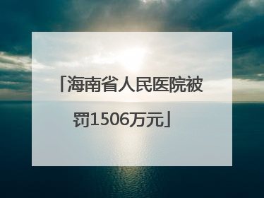海南省人民医院被罚1506万元