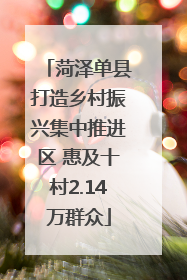 菏泽单县打造乡村振兴集中推进区 惠及十村2.14万群众