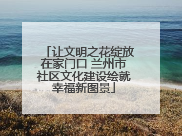 让文明之花绽放在家门口 兰州市社区文化建设绘就幸福新图景