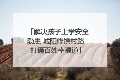 解决孩子上学安全隐患 城阳修缮村路打通百姓幸福道