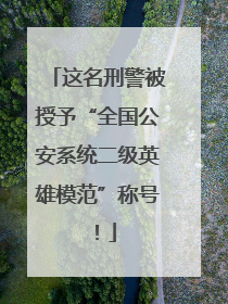 这名刑警被授予“全国公安系统二级英雄模范”称号！