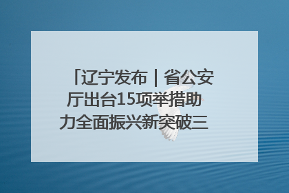 辽宁发布｜省公安厅出台15项举措助力全面振兴新突破三年行动决胜之战