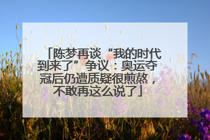 陈梦再谈“我的时代到来了”争议：奥运夺冠后仍遭质疑很煎熬，不敢再这么说了