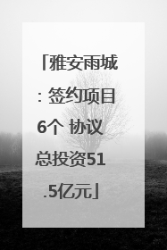 雅安雨城：签约项目6个 协议总投资51.5亿元