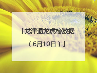 龙津退龙虎榜数据（6月10日）