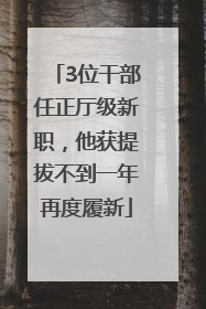 3位干部任正厅级新职，他获提拔不到一年再度履新
