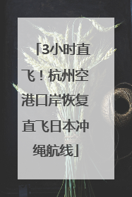 3小时直飞！杭州空港口岸恢复直飞日本冲绳航线